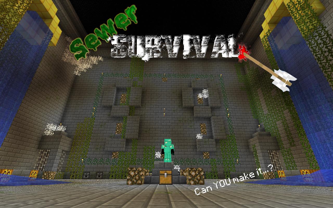 Sewer survival is a minecraft combat and survival map that requires the